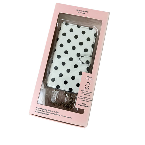 KATE SPADE iPhone 12 PRO Leather Magnetic Folio Chain Crossbody Bag Case - Picture 2 of 7